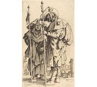 PMEFGJDPE Famous Painting Pictures Paintings Canvas Prints the Two Pilgrims by Jacques Callot Wall Art Graffiti for Home Decor 60x90cm