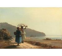 PMEFGJDPE Famous Painting Pictures Paintings Canvas Prints Two Women Chatting by Camille Pissarro Wall Art Graffiti for Home Decor 60x90cm