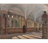 PMEFGJDPE Famous Painting Pictures Paintings Canvas Prints View of the Cloister of San in Laterano by Jakob Alt Wall Art Graffiti for Home Decor 60x90cm