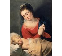 PMEFGJDPE Famous Painting Pictures Paintings Canvas Prints Virgin in Adoration Before the Christ Child by Peter Paul Rubens Wall Art Graffiti for Home Decor 60x90cm
