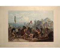 PMEFGJDPE Famous Painting Poster Wall Decor Art Print Images Bison Dance of the Mandan Indians in Front of Their Medecine Lodge by Karl Bodmer Animal Posters for Home Decor 60x90cm