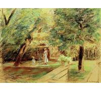 PMEFGJDPE Famous Painting Poster Wall Decor Art Print Images Granddaughter with a nurse in front of hedge gardens by Max Liebermann Animal Posters for Home Decor 60x90cm