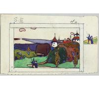 PMEFGJDPE Famous Painting Poster Wall Decor Art Print Images Landscape with couple in medieval costumeverso: fragment of a knight in armor by Wassily Kandinsky Animal Posters for Home Decor 60x90cm
