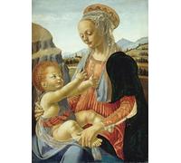 PMEFGJDPE Famous Painting Poster Wall Decor Art Print Images Mary with the Child by Andrea Del Verrocchio Animal Posters for Home Decor 60x90cm