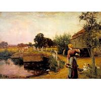 PMEFGJDPE Famous Painting Poster Wall Decor Art Print Images Milking Time by Henry John Yeend King Animal Posters for Home Decor 60x90cm