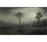 PMEFGJDPE Famous Painting Poster Wall Decor Art Print Images Moonlight on Mount Lafayette New Hampshire by William Trost Richards Animal Posters for Home Decor 60x90cm