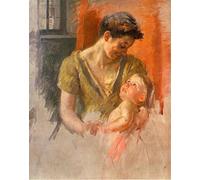 PMEFGJDPE Famous Painting Poster Wall Decor Art Print Images Mother and Child Smiling At Each Other by Mary Cassatt Animal Posters for Home Decor 60x90cm