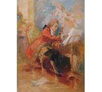 PMEFGJDPE Famous Painting Poster Wall Decor Art Print Images Mozart Playing the Violin by Jean Louis Ernest Meissonier Animal Posters for Home Decor 60x90cm