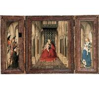 PMEFGJDPE Famous Painting Poster Wall Decor Art Print Images of Mary and Child St Michael and the Catherine by Jan Van Eyck Animal Posters for Home Decor 60x90cm