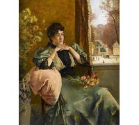 PMEFGJDPE Famous Painting Poster Wall Decor Art Print Images Pensive Woman Near a Window by Alfred Emile Stevens Animal Posters for Home Decor 60x90cm