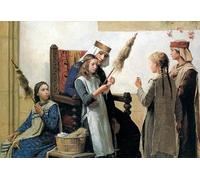 PMEFGJDPE Famous Painting Poster Wall Decor Art Print Images Queen Bertha and the Spinners by Albert Anker Animal Posters for Home Decor 60x90cm