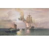PMEFGJDPE Famous Painting Poster Wall Decor Art Print Images South Sea Whalers Boiling Blubber with Whale Alongside by Oswald Walters Brierly Animal Posters for Home Decor 60x90cm