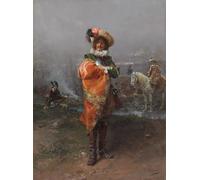 PMEFGJDPE Famous Painting Print Artwork Premium Artwork a Gentleman in a Cloak by Ceaare Auguste Detti Modern Canvas for Home Decor 60x90cm