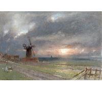 PMEFGJDPE Famous Painting Print Artwork Premium Artwork Cley Norfolk by Albert Goodwin Modern Canvas for Home Decor 60x90cm
