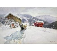 PMEFGJDPE Famous Painting Print Artwork Premium Artwork Coaching Inn by Fritz Thaulow Modern Canvas for Home Decor 60x90cm
