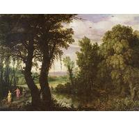 PMEFGJDPE Famous Painting Print Artwork Premium Artwork Diana with Her Attendant Nymphs Leaving for the Hunt by Paul Bril Modern Canvas for Home Decor 60x90cm