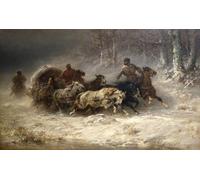 PMEFGJDPE Famous Painting Print Artwork Premium Artwork Escape From Moscow by Adolf Schreyer Modern Canvas for Home Decor 60x90cm