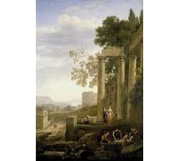 PMEFGJDPE Famous Painting Print Artwork Premium Artwork Landscape with the Burial of Santa Serapia by Claude Lorrain Modern Canvas for Home Decor 60x90cm