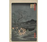 PMEFGJDPE Famous Painting Print Artwork Premium Artwork New Year's Eve Foxfires At the Hackberry Tree in O Ji by Utagawa Hiroshige Modern Canvas for Home Decor 60x90cm