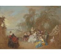 PMEFGJDPE Famous Painting Print Artwork Premium Artwork on the Terrace by Jean Baptiste Pater Modern Canvas for Home Decor 60x90cm