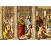 PMEFGJDPE Famous Painting Print Artwork Premium Artwork Peter and John Healing the Impotent Man by Raffaello Sanzio Raphael Modern Canvas for Home Decor 60x90cm