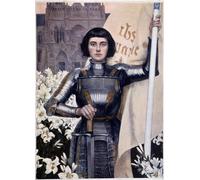 PMEFGJDPE Famous Painting Print Artwork Premium Artwork Portrait of Joan of Arc and Lilies on the of Notre Dame Cathedral by Albert Lynch Modern Canvas for Home Decor 60x90cm