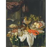 PMEFGJDPE Famous Painting Print Artwork Premium Artwork Still Life with Fruit by Abraham Hendricksz Van Beyeren Modern Canvas for Home Decor 60x90cm