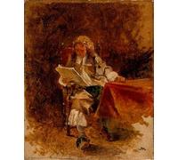 PMEFGJDPE Famous Painting Print Artwork Premium Artwork Study of a Seated Cavalier Reading Jean-Louis Ernest Meissonier Modern Canvas for Home Decor 60x90cm