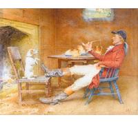 PMEFGJDPE Famous Painting Print Artwork Premium Artwork Teaching a Dog New Tricks by John Arthur Lomax Modern Canvas for Home Decor 60x90cm