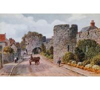 PMEFGJDPE Famous Painting Print Artwork Premium Artwork Tenby Walls and Five Arches by Alfred Robert Quinton Modern Canvas for Home Decor 60x90cm