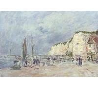 PMEFGJDPE Famous Painting Print Artwork Premium Artwork the Cliffs At Dieppe and the petit Paris by Eugene Louis Boudin Modern Canvas for Home Decor 60x90cm