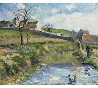 PMEFGJDPE Famous Painting Print Artwork Premium Artwork the Farm At Osny by Camille Jacob Pissarro Modern Canvas for Home Decor 60x90cm