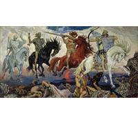 PMEFGJDPE Famous Painting Print Artwork Premium Artwork the Four Horsemen of the Apocalypse by Mikhailovich Vasnetsov Modern Canvas for Home Decor 60x90cm