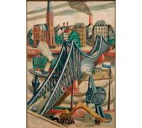 PMEFGJDPE Famous Painting Print Artwork Premium Artwork the Iron Bridge by Max Beckmann Modern Canvas for Home Decor 60x90cm