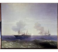 PMEFGJDPE Famous Painting Print Artwork Premium Artwork the Naval Battle Between the Russian Cruiser Vesta by Ivan Konstantinovich Aivazovsky Modern Canvas for Home Decor 60x90cm