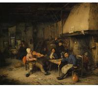PMEFGJDPE Famous Painting Print Artwork Premium Artwork Violin Player and Drinking Farmers in a Tavern by Adriaen Jansz Van Ostade Modern Canvas for Home Decor 60x90cm