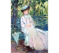 PMEFGJDPE Famous Painting Print Artwork Premium Artwork Woman Seated on a Bench by Claude Monet Modern Canvas for Home Decor 60x90cm