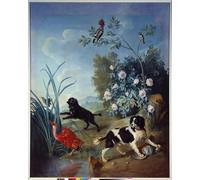 PMEFGJDPE Famous Painting Print Artwork Premium Artwork Zerbine and Jemite the Dogs of King Louis Xiv by Desportes Modern Canvas for Home Decor 60x90cm