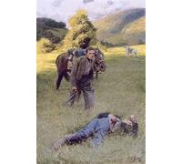PMEFGJDPE Famous Pictures Paintings Canvas Prints a Lonely Duel in the Middle of a Great Sunny Field by Howard Pyle Wall Art Graffiti for Home Decor 60x90cm