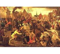PMEFGJDPE Famous Pictures Paintings Canvas Prints a Village Kermesse by Jan the Elder Brueghel Wall Art Graffiti for Home Decor 60x90cm