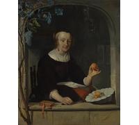 PMEFGJDPE Famous Pictures Paintings Canvas Prints a Woman Seated At a Window Early S by Gabriel Metsu Wall Art Graffiti for Home Decor 60x90cm