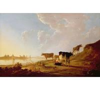 PMEFGJDPE Famous Pictures Paintings Canvas Prints Animals Near a River by Aelbert Cuyp Wall Art Graffiti for Home Decor 60x90cm