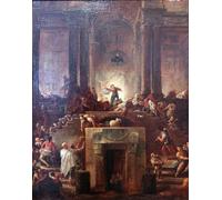 PMEFGJDPE Famous Pictures Paintings Canvas Prints Christ Drives the Money Changers Out of the Temple by Hubert Robert Wall Art Graffiti for Home Decor 60x90cm