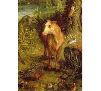 PMEFGJDPE Famous Pictures Paintings Canvas Prints Earth or the Earthly Paradise Detail of a Cow Porcupine and Other Animals by Jan the Elder Brueghel Wall Art Graffiti for Home Decor 60x90cm