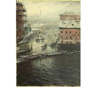 PMEFGJDPE Famous Pictures Paintings Canvas Prints Flooding on the Catherine’s Canal in St. Petersburg by Nikolay Dubovskoy Wall Art Graffiti for Home Decor 60x90cm