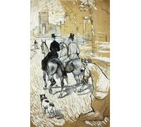 PMEFGJDPE Famous Pictures Paintings Canvas Prints Horse Riders Going Toward the Bois De Boulogne by Henri De Toulouse Lautrec Wall Art Graffiti for Home Decor 60x90cm