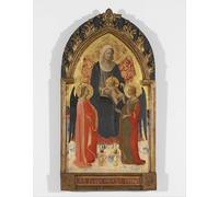 PMEFGJDPE Famous Pictures Paintings Canvas Prints Lady and Child with Two Angels by Fra Angelico Wall Art Graffiti for Home Decor 60x90cm