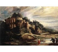 PMEFGJDPE Famous Pictures Paintings Canvas Prints Landscape with the Ruins of Mount Palatine Inby Peter Paul Rubens Wall Art Graffiti for Home Decor 60x90cm
