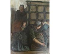 PMEFGJDPE Famous Pictures Paintings Canvas Prints Marie-anne Henner Churning Butter by Jean-jacques Henner Wall Art Graffiti for Home Decor 60x90cm