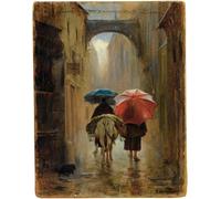 PMEFGJDPE Famous Pictures Paintings Canvas Prints Pilgrims in the Rain by Eduardo Zamacois Y Zabala Wall Art Graffiti for Home Decor 60x90cm